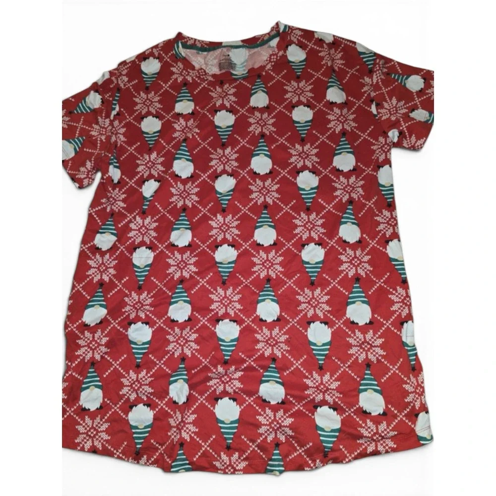 Secret Treasures Sleep Shirt Moo Moo Gnome Snowflake 2X-3X Red Christmas gown